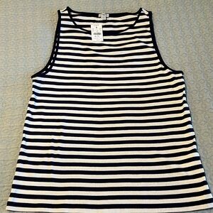 New J.Crew knit tank top, sz XXL, navy & white stripe